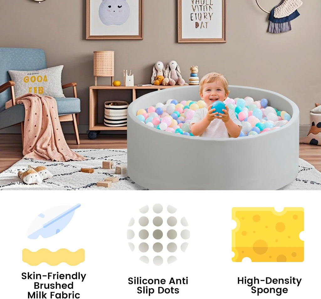 Ball Pit for Toddlers 47.24''x15.75'' Baby Ball Pit Soft Foam Ball Pits Round Lagre Kids Ball Pits Indoor and Outdoor