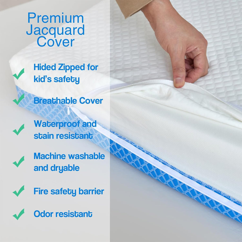 Dual Sided Comfort Gel Memory Foam Breathable Baby Bed Mattress for Crib, Premium for Infant and Toddler with
