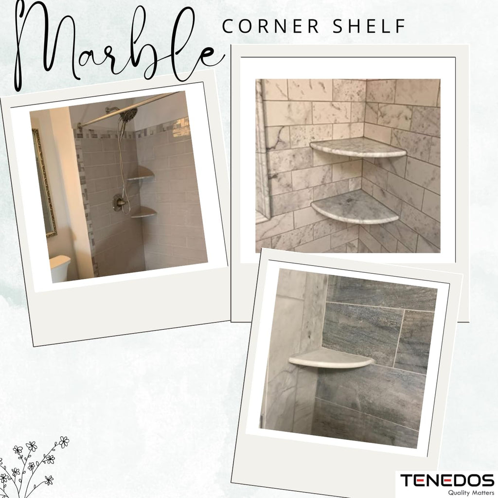 Premium Quality Italian Carrara Bianco White Greyish 9x9 Marble Bathroom Accessories Corner Shower Shelf Tile