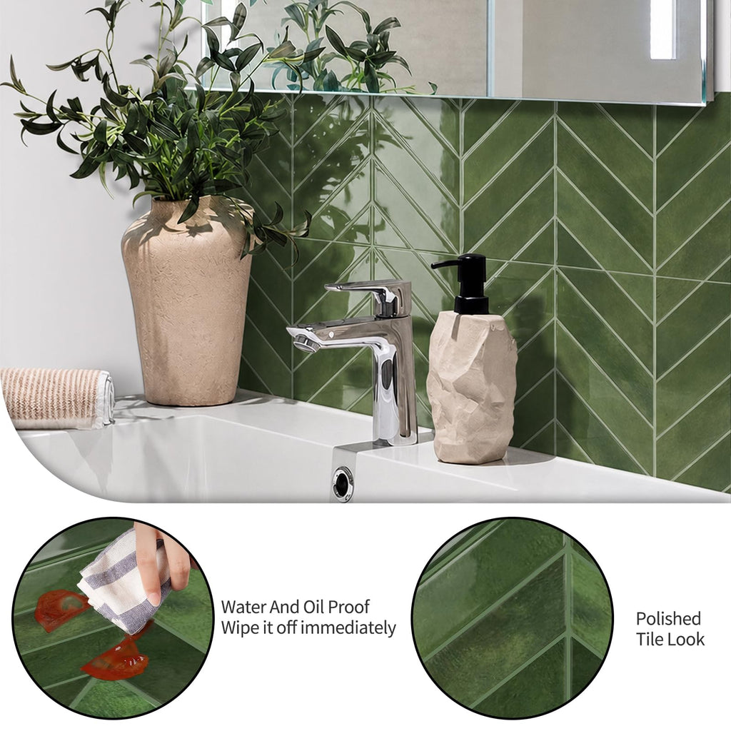 10 Sheets Thicker Herringbone Peel and Stick Backsplash