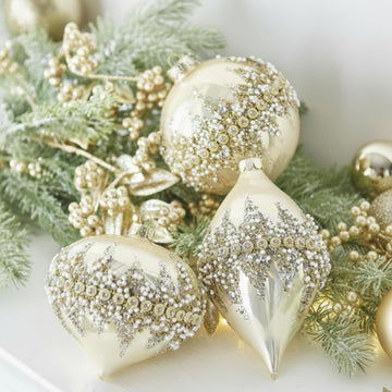 Champagne Christmas Glass Ball Ornament Xmas Tree Decoration - Set of 3