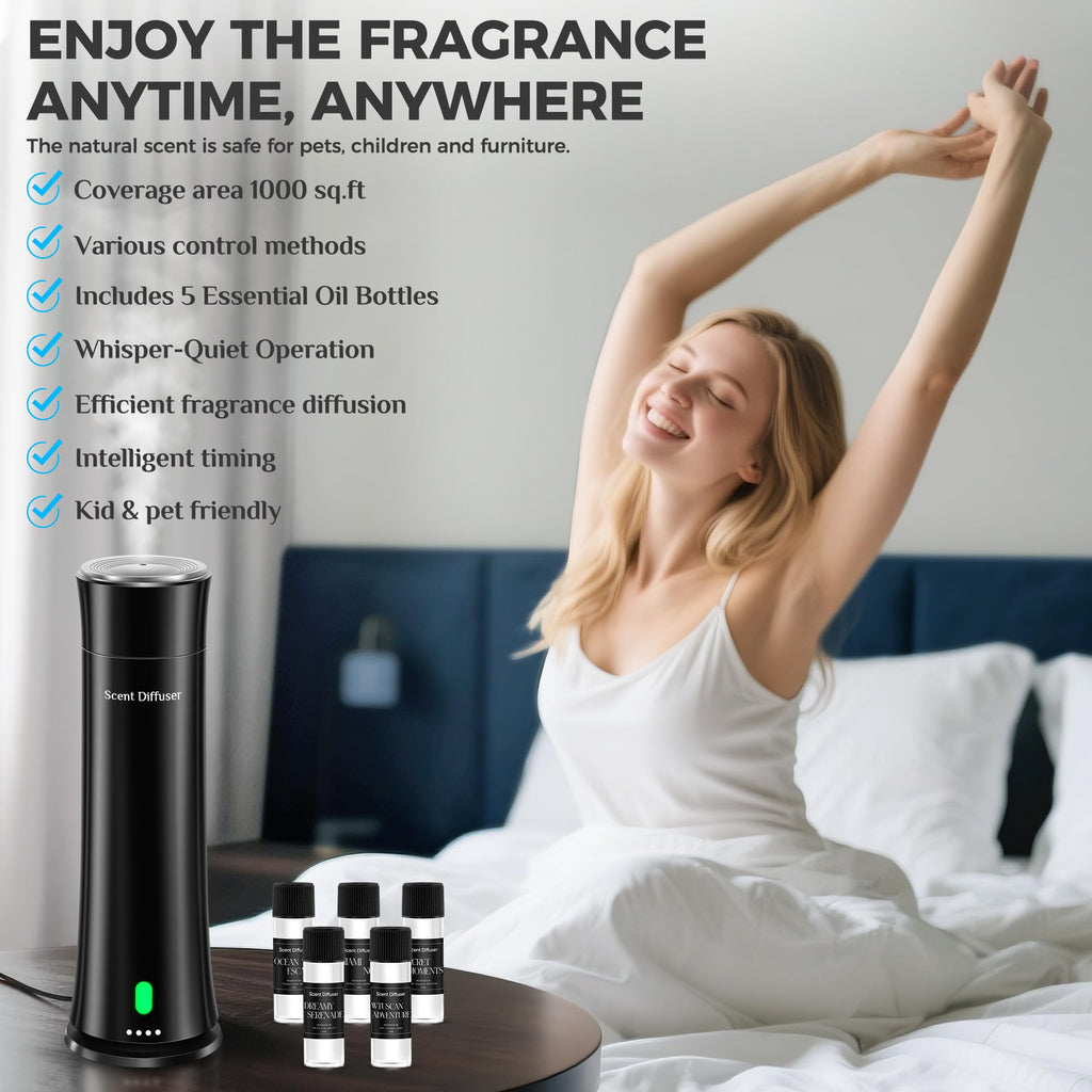 Waterless Scent Diffuser Kit - Covers 1, 500 sq. ft. Suitable for Large Rooms, Home, Offices, and Hotels. Includes