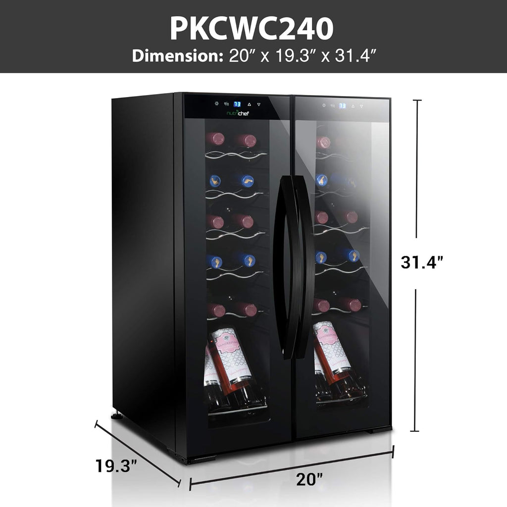 24 Bottle Wine Fridge | Dual Zone Wine Chiller | Adjustable Temperature 41°F to 