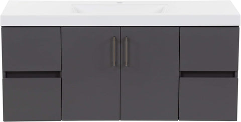 Spring Mill Cabinets Innes 48 Inch Floating Bathroom Vanity with White Single Sink Top, 2-Door Cabinet
