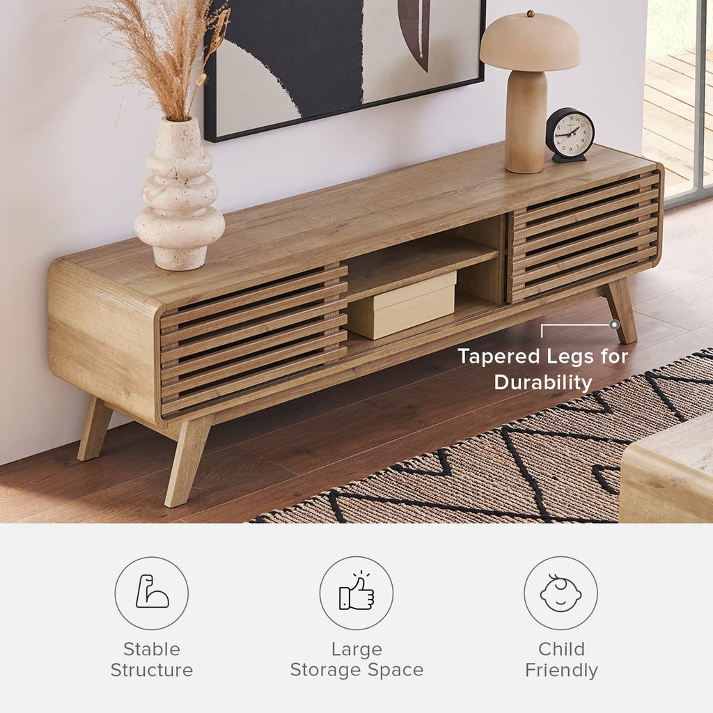 Ensley 59" TV Stand, Entertainment Center, Media Console (Oak)