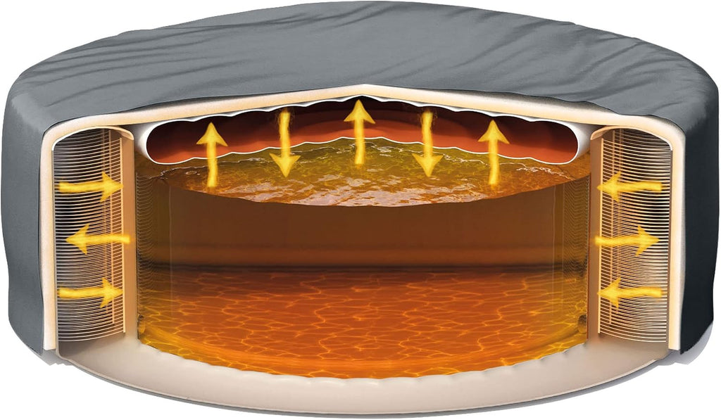 28439EP PureSpa Plus Greywood Inflatable Hot Tub Bubble Jet Spa with 4 Battery Powered Submersible Multi-Colored LED
