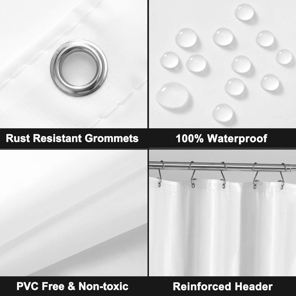 Extra Long Shower Curtain Liner with 6 Magnets, 72x84, White