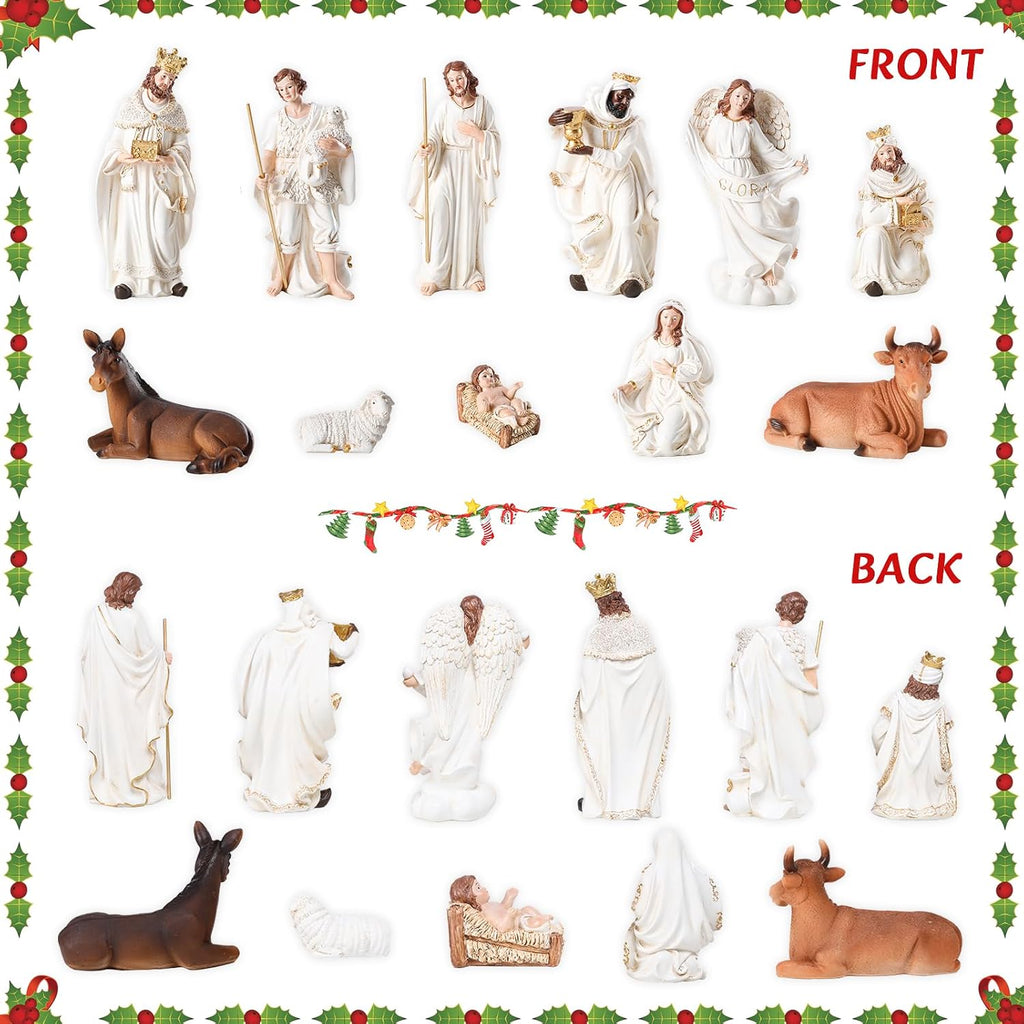 Nativity Set - 11 Piece 8.40 Inches Christmas Nativity Scene for Indoor Decorations, Resin Nativity Figurine Manger