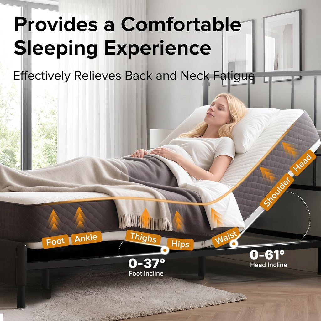 Adjustable Bed Frame King Size for Seniors, with German Motor