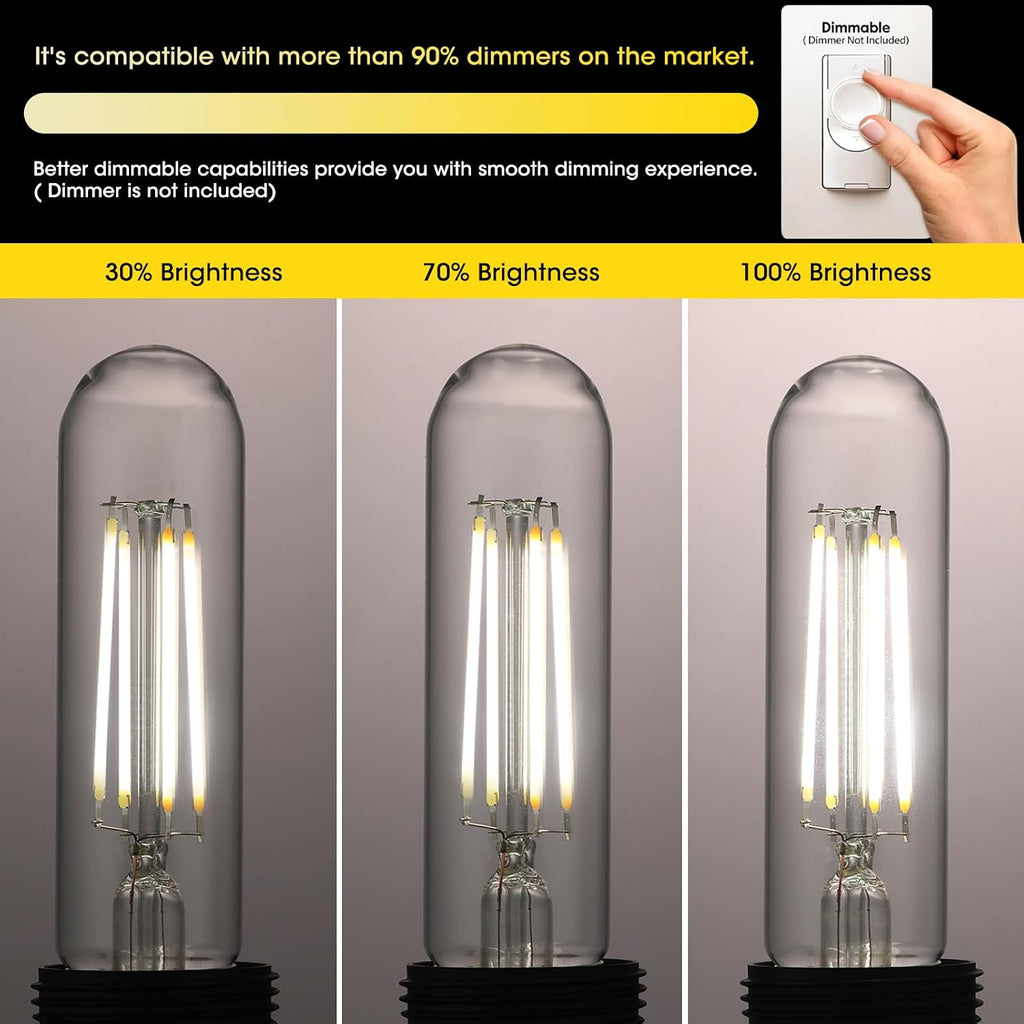 5" T10 Tubular LED Light Bulb, 60W Eq, Dimmable, Daylight 5000K, 8-Pack