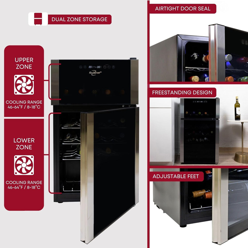 29 Bottle Wine Fridge - Wine Cooler with Glass Door, 3 Cu ft (86 L) Beverage Can