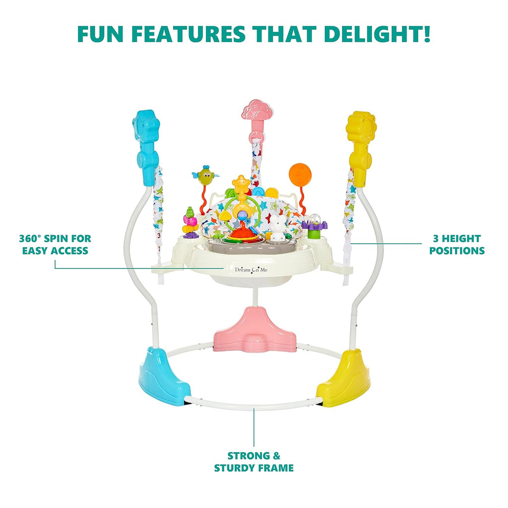 In-1 Baby Activity Center & Bouncer Jumper, 360° Rotating Seat, Height Adjustable, 12 Melodies with Lights &