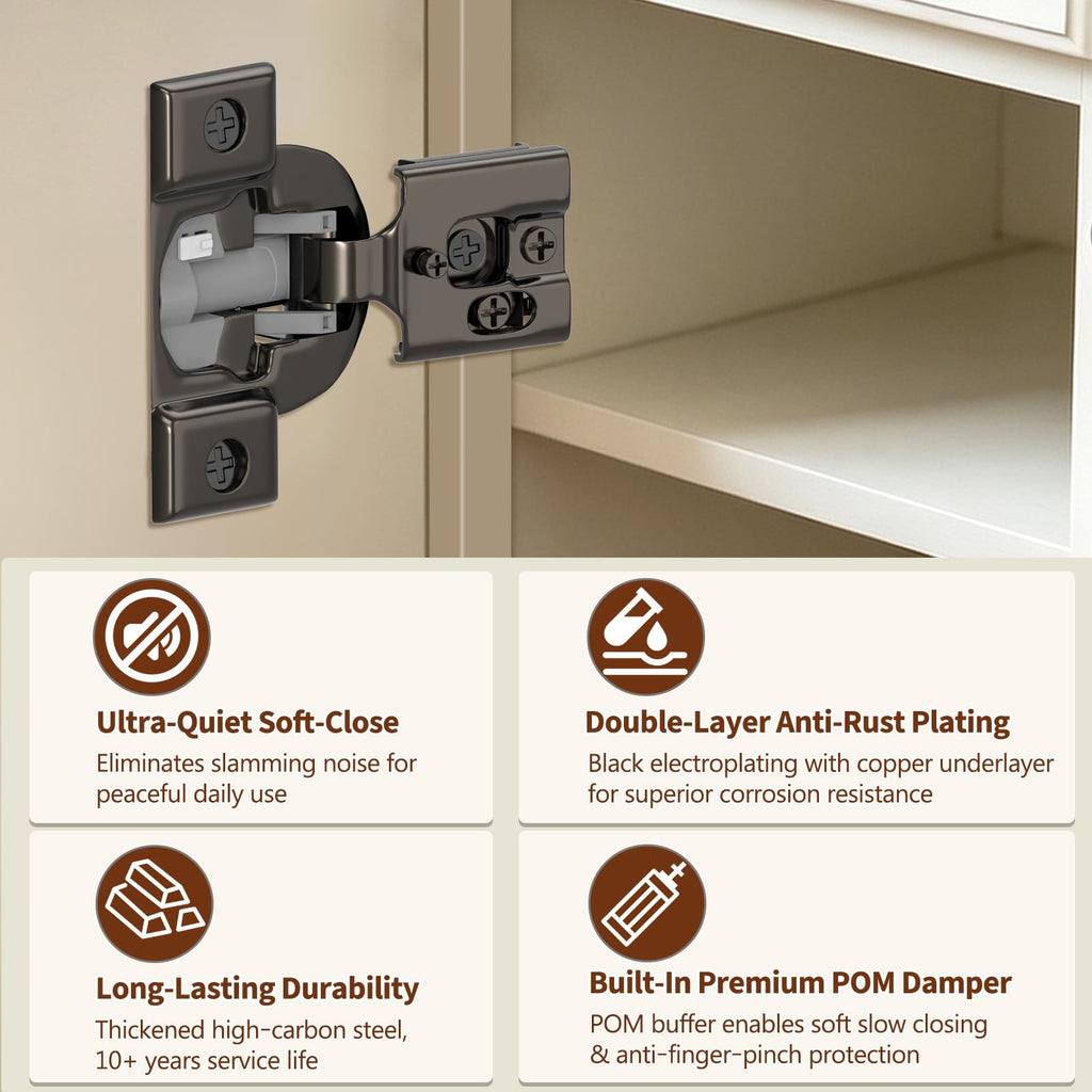 1-1/4" Face Frame Soft Close Hinges Cabinet 10Pack