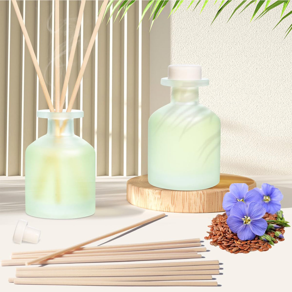 Reed Diffuser - Clean Linen 3.38oz (100ml) 2 Pack Essential Oil Reed Diffuser Set with 16 Sticks, Long Lasting
