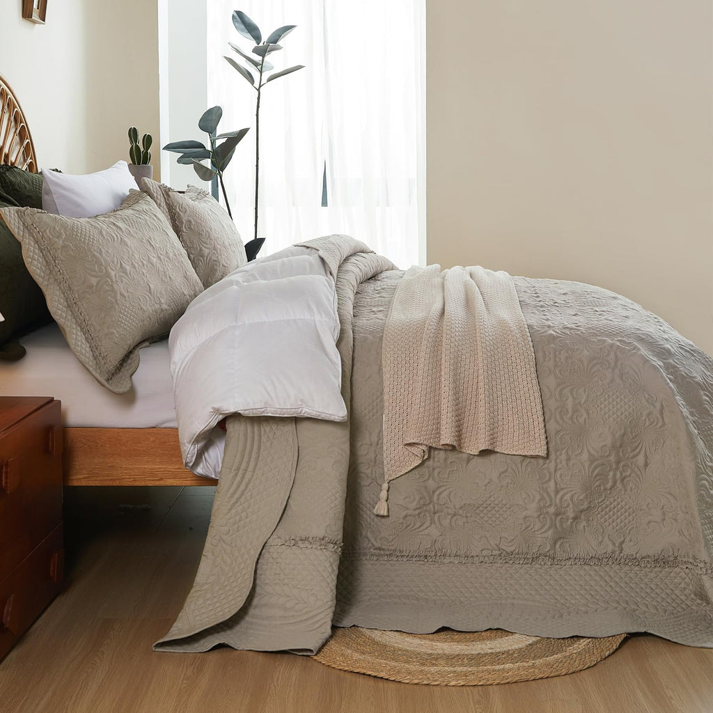 Oversized Quilts Set King Size 3 Piece Bedding Set Reversible Bedspread with 2 Pillow Shams Coverlet Lightweight Soft