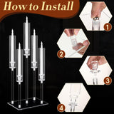 4 Set 5 Arms Acrylic Candelabras Centerpieces with 20 Pcs LED Candles Clear Candle Holder Crystal Taper Candlestick
