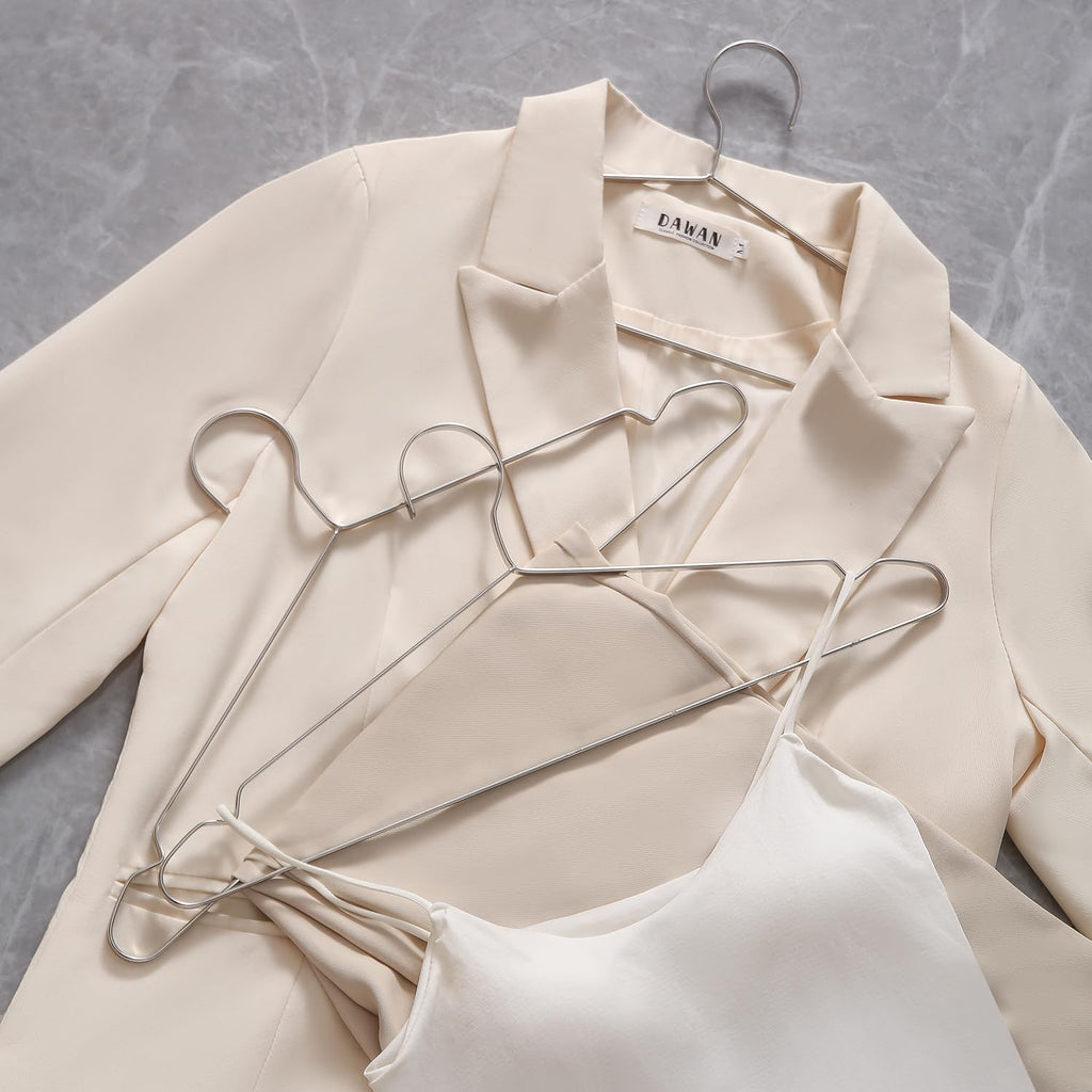 20 Pack Heavy Duty Extra Wide Stainless Steel Coats Hangers, 17.7" Strong Durable Metal Hanger for Heavy Garments