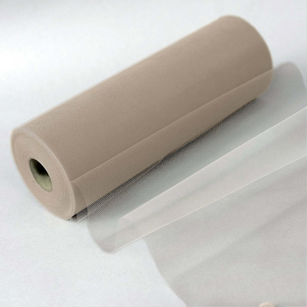 12" x 300 ft Wedding Tulle Roll Fabric for Wedding Party Banquet Event Baby Shower Favors DIY Decorations - Taupe