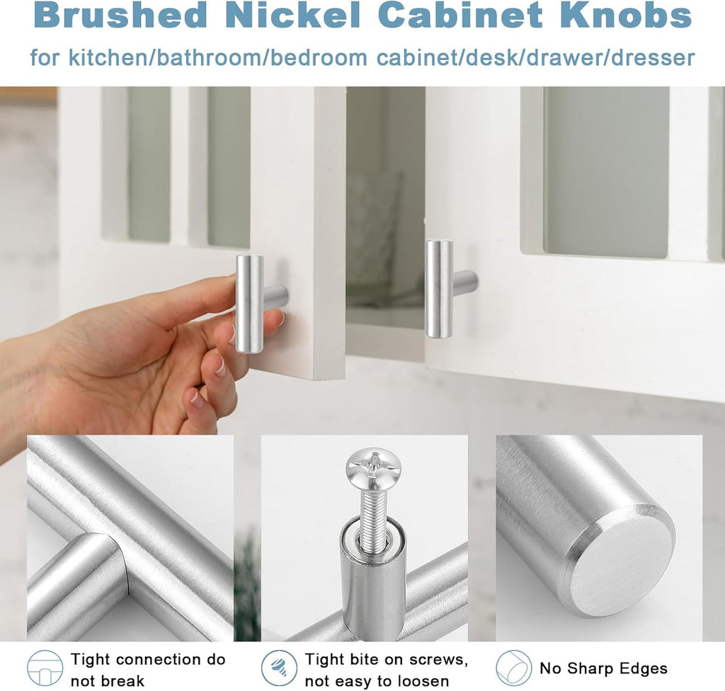30 Pack Cabinet Knobs Brushed Nickel Cabinet Handles, Stainless Steel Single Hole Kitchen Cabinet Knobs Silver Cabinet