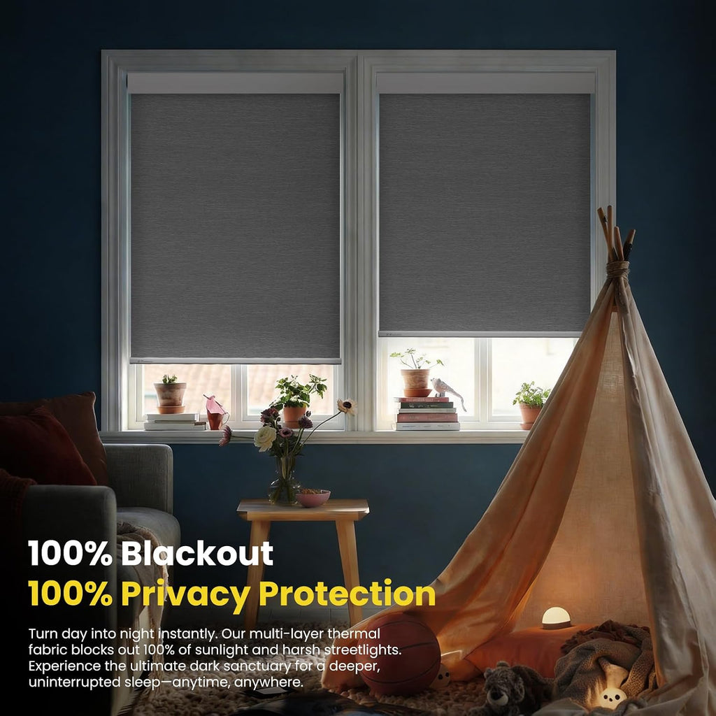 Motorized Blinds No Drill Automatic Blinds for Windows Cordless Roller Shades Electric Blinds with Remote Control