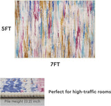 5x7 Area Rugs for Living Room, Colorful Modern Abstract Area Rug, Washable Kids Rugs for Playroom, Non Slip Soft