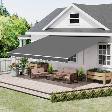 13' x 8' Retractable Awning Awning with Adjustable Tilt Angles, UV Protection Sun Shade with Rust-Resistant Aluminum
