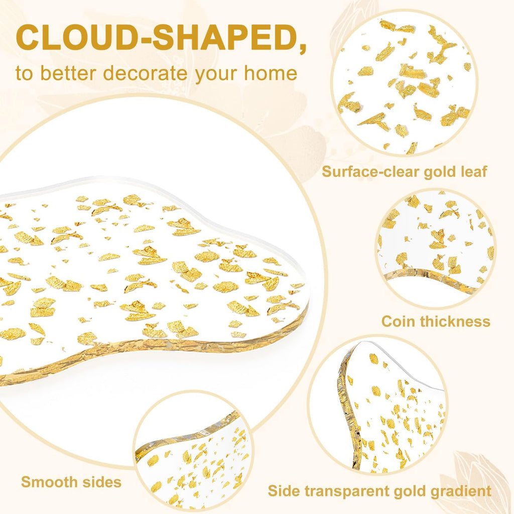 Acrylic Gold Foil Coasters Waterproof, Non-Slip, Durable Cup Mats, Party, and Festival Decorate Drop Shape - Set of 4