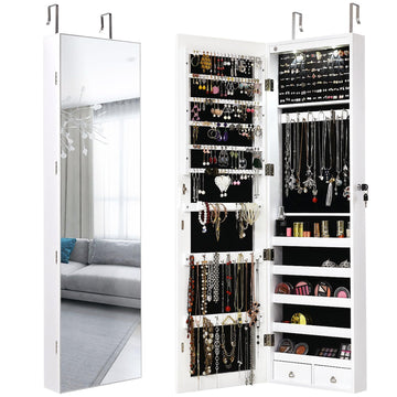 Wall or Door Mounted Jewelry Armoire with Full Length Mirror, 47.5"