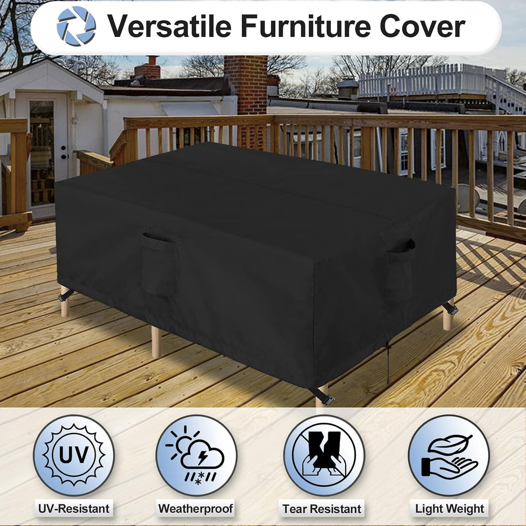 Waterproof Patio Table Furniture Covers | Rectangle Weatherproof Outdoor Furniture Covering for Deck, Lawn and