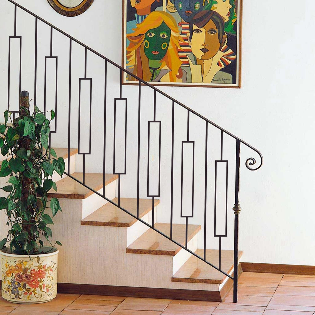 10 Pack Wrought Iron Railing, 44" x 1/2" Rectangular Hollow Staircase Baluster, Black Stair Spindles Balusters for