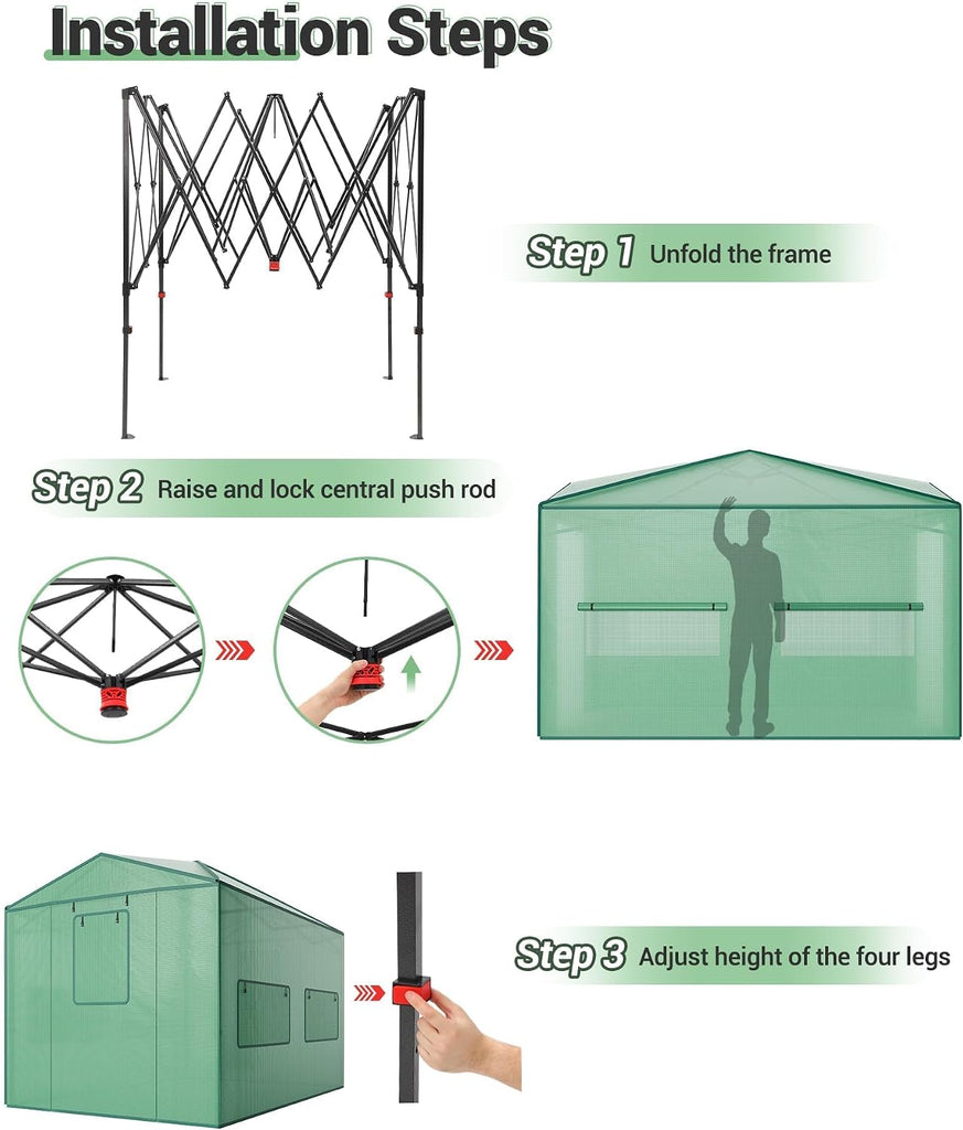 8X12 FT Pop Up Greenhouse for Outdoors