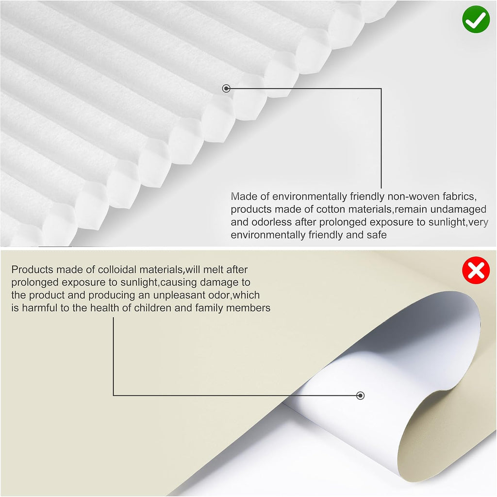 No Drill Cellular Shades,Light Filtering,White,16" W x 64" H