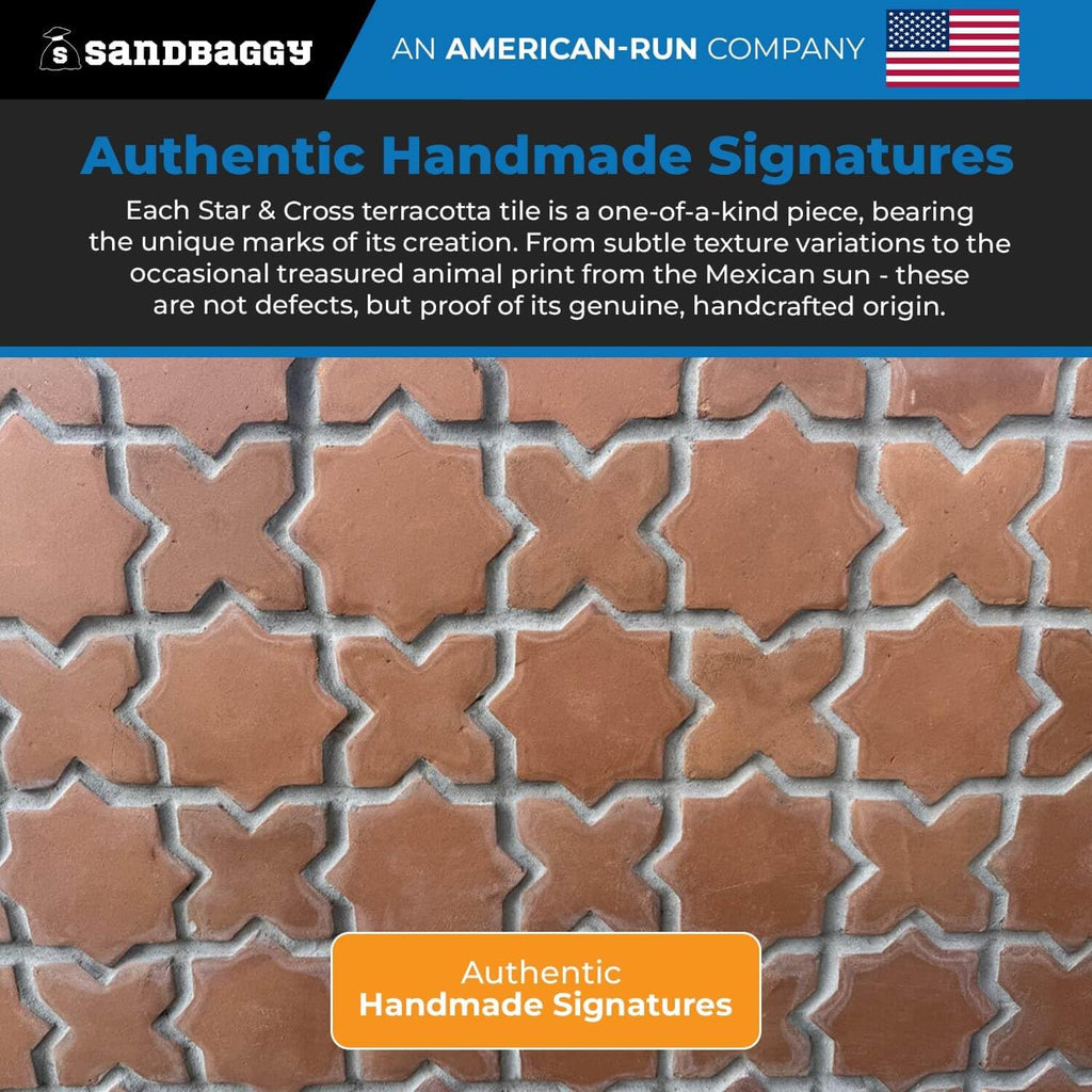 Lincoln Star & Cross Saltillo Terracotta Tile | Unsealed Handmade Mexican Tile - (10, Star & Cross Tile)