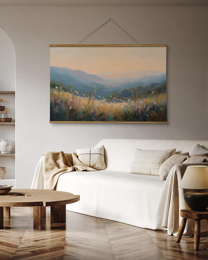 Extra Large Canvas Wall Art - Sunset Mountain Landscape, 36x54 Inch