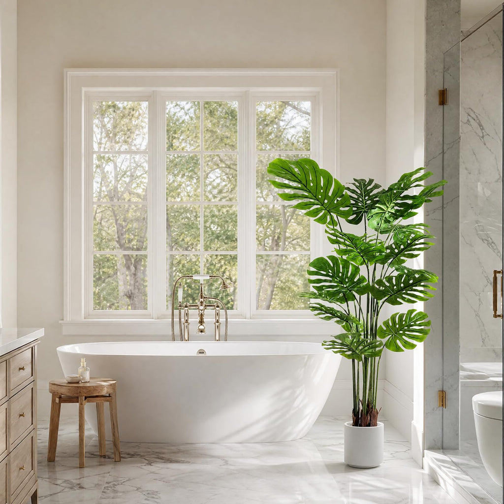 Artificial Monstera Deliciosa Plant 5.2 ft Tall Fake Floor Plants, 2 Pack