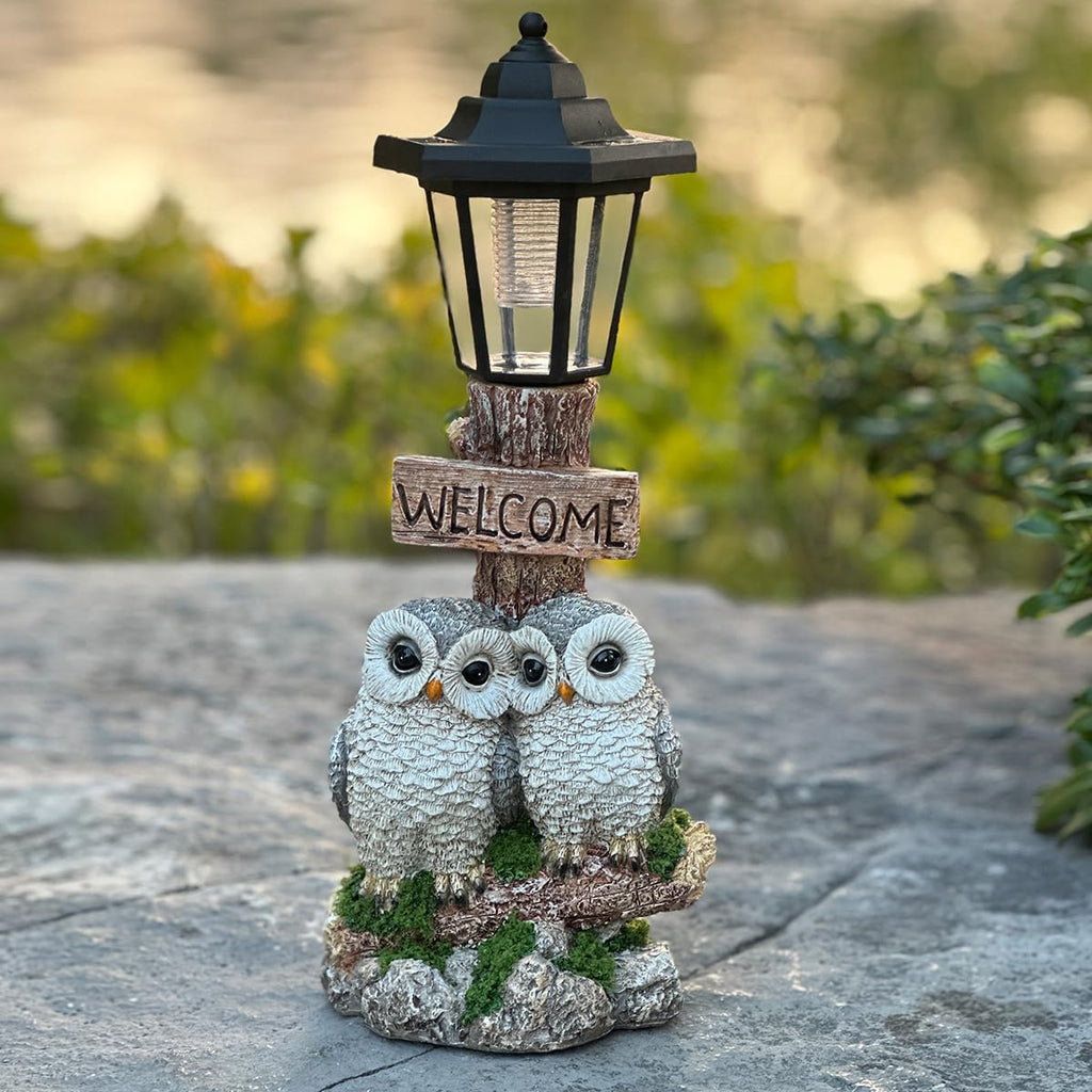Solar Owl Garden Statue Owl Welcoming Sign | Casa Home Living