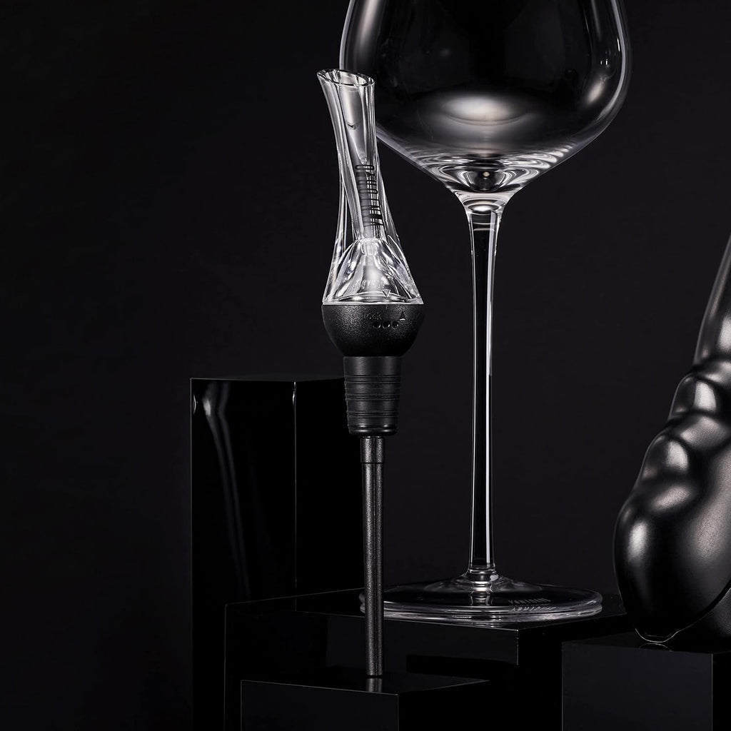 Wine Aerator Pourer - Premium Aerating Pourer and Decanter Spout (Black)