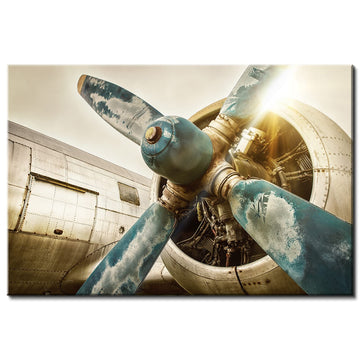 Airplane Wall Art Vintage Military Aviation Fighter Jet Canvas Poster Wall Decor 60x90 cm, Large Retro Sunset
