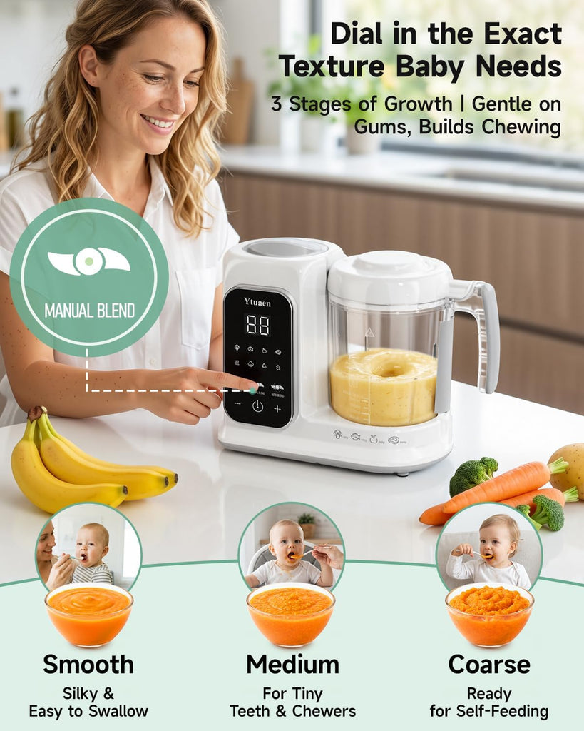 Food Maker with Large Steam Basket Onestep Baby Food Processor Steamer with Steam & Grinding, Auto Cooking