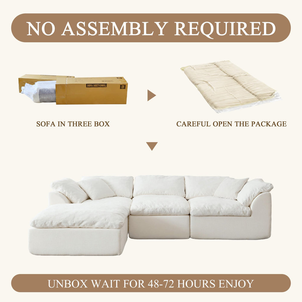 109" Modular Sectional Sofa, Cloud Comfy Chenille Couch with Deep Seats