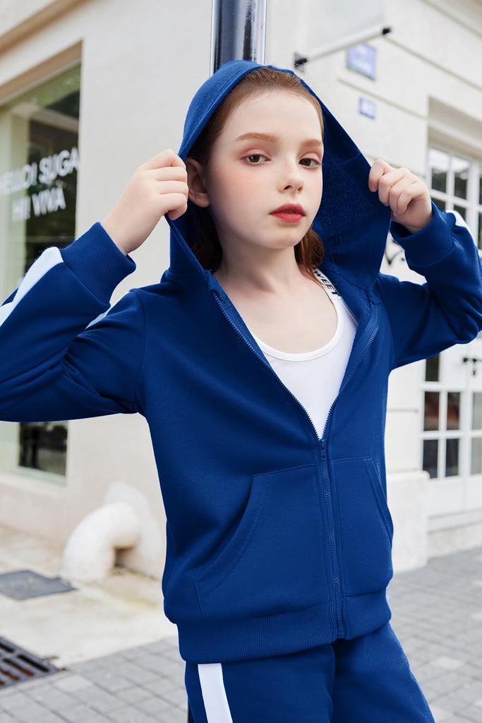 Girls 2 Piece Outfits Zip Up Hoodie Tracksuit Sweatsuits Sets