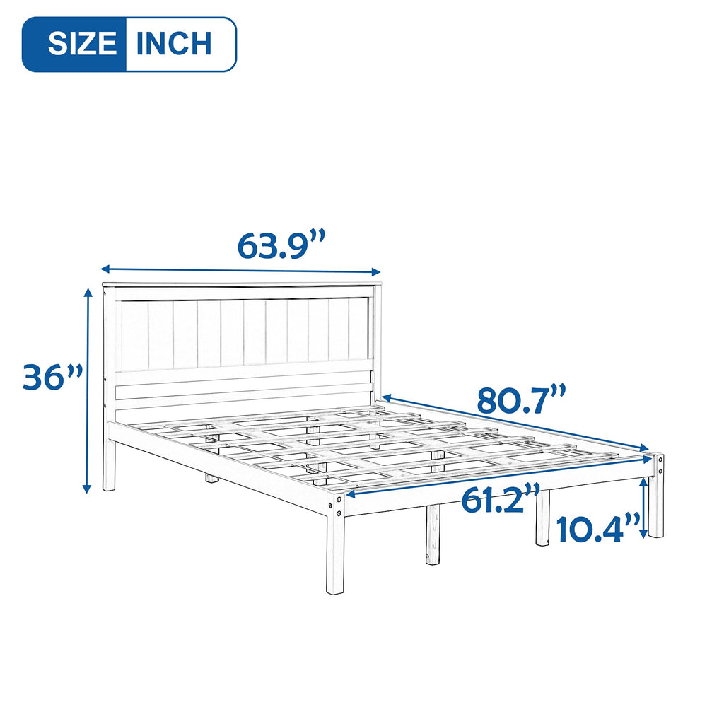 Platform Bed with Headboard, Rustic Wooden Bed Frame with Slat, No Box Spring Needed, Espresso