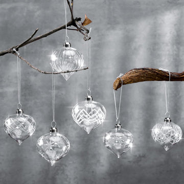 Clear Glass Christmas Balls Ornaments 2.36 Inch - Set of 12