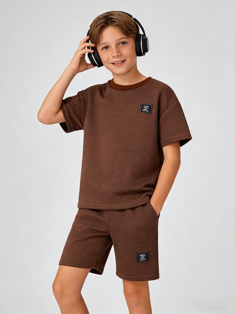 Tween Boys Clothes Summer Short Sleeve Top & Shorts Set Piece Casual Outfit