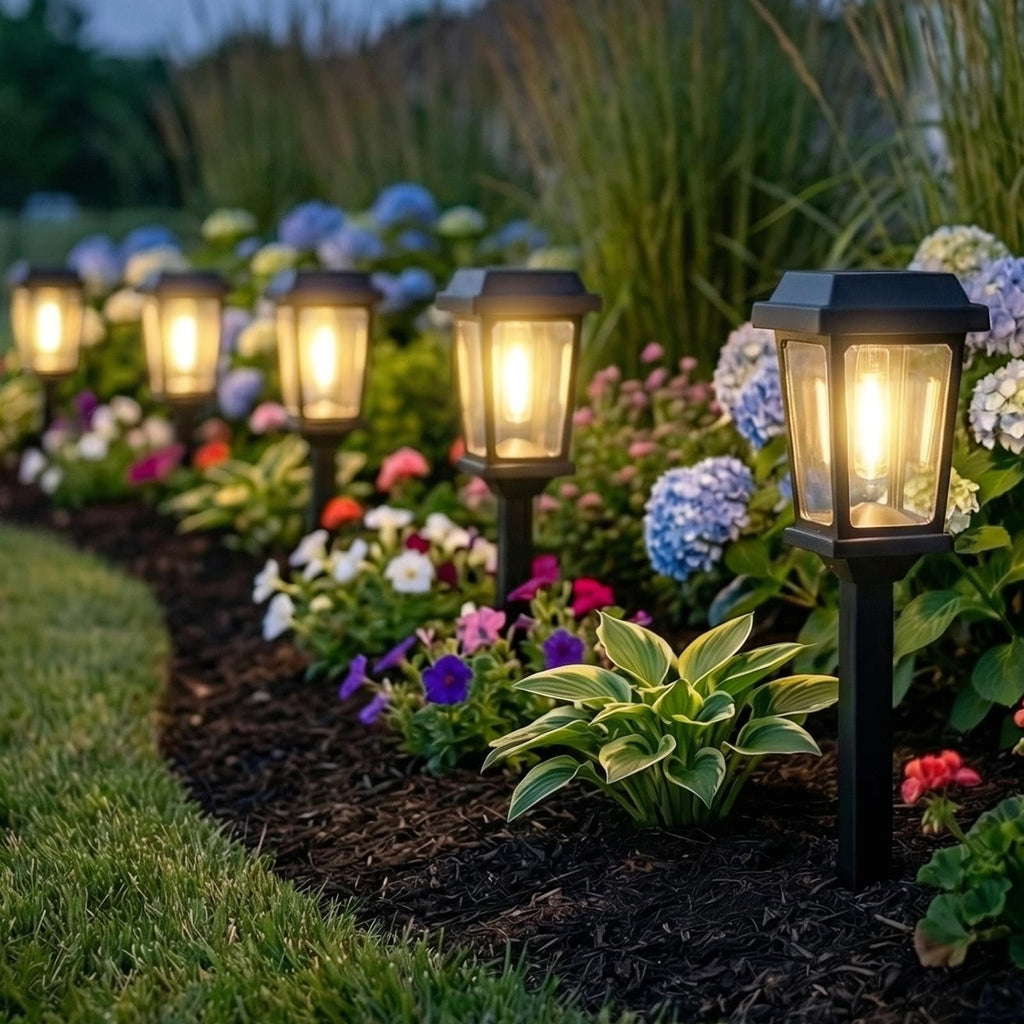 12 Pack Solar Lights Outdoor, Modern Solar Pathway Lights Outdoor, Waterproof Auto On/Off Garden Lights for Yard