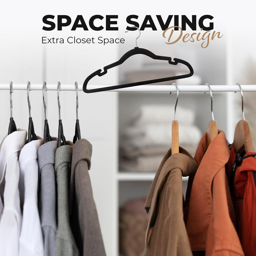200 Pack Velvet Hanger for Shirt Pants Dresses Skirts Suits Jackets - Slim Space Saving Design - Standard Coat Hanger