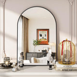 Arched Wall Mirror, 24 x 36 inch Arch Bathroom Mirror, Wall Mounted Vanity Mirror with Arch Metal Frame, Modern