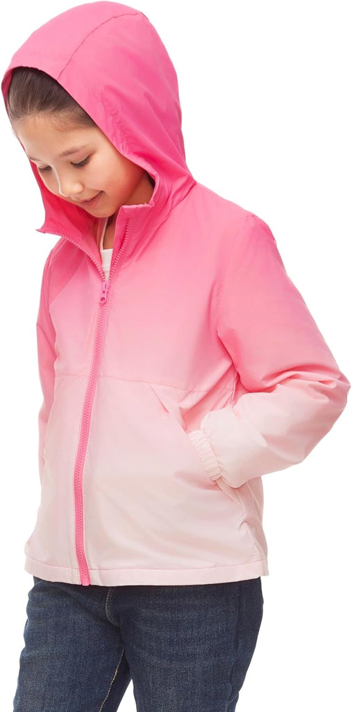 Girls' Fleece Lined Windbreaker Ripstop Water-Resistant Jacket