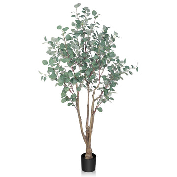 6FT Artificial Eucalyptus Tree Indoor, Tall Faux Eucalyptus Plant with Pot