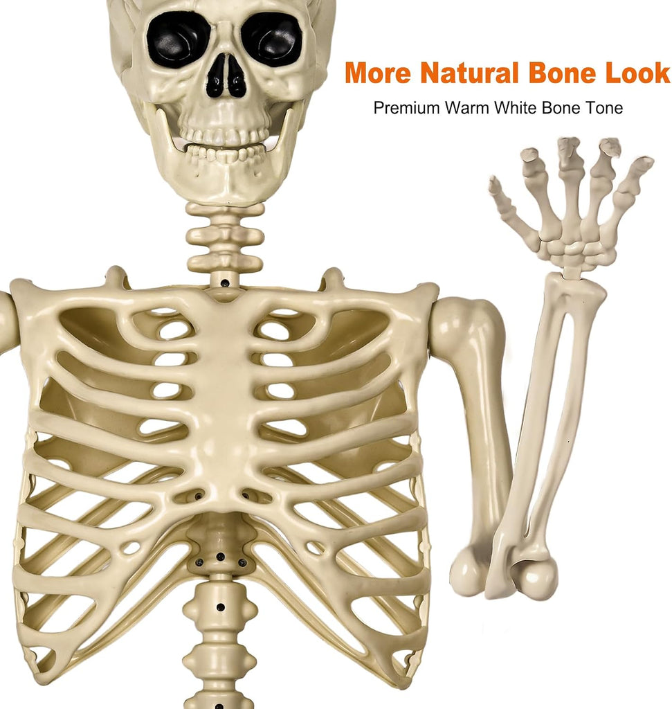 5.4ft/165cm Life Size Skeleton for Halloween Decorations Outdoor/Indoor,Poseable Halloween Giant Skeletons-Full Body